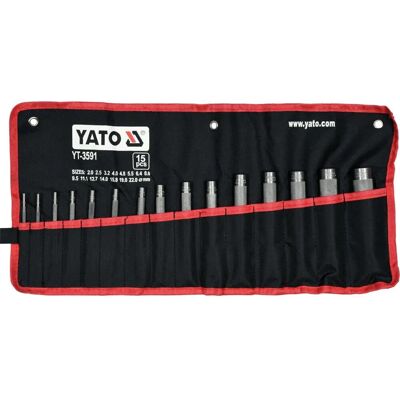 Yato YT-3591 Set di punzoni - 15 pezzi Acciaio al carbonio Pelle Yato YT-3591 Set di punzoni - 15 pezzi Acciaio al carbonio Pelle