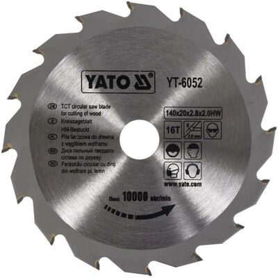 Yato YT-6052 Kreissägeblatt - 16Z, 140mm, 20mm Bohrung - Holz & Kunststoff Yato YT-6052 Kreissägeblatt - 16Z, 140mm, 20mm Bohrung - Holz & Kunststoff
