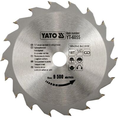 Yato YT-6055 Kreissägeblatt - Holz - 18 Zähne - 160mm Yato YT-6055 Kreissägeblatt - Holz - 18 Zähne - 160mm