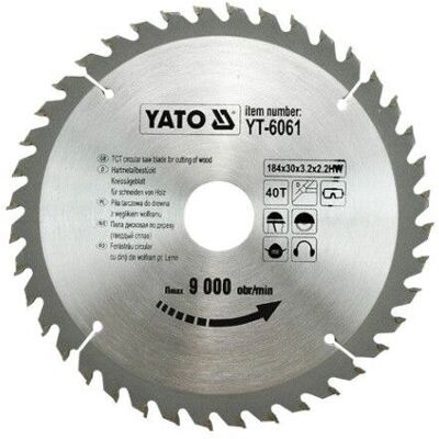 Yato YT-6061 Kreissägeblatt - 184mm, 40Z, 30mm - Holz/Kunststoff Yato YT-6061 Kreissägeblatt - 184mm, 40Z, 30mm - Holz/Kunststoff
