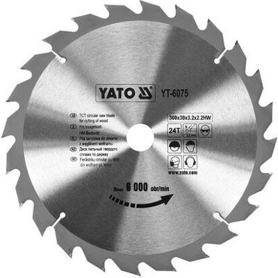 Yato YT-6075 Kreissägeblatt - 24 Zähne, 300mm, Für Holz Yato YT-6075 Kreissägeblatt - 24 Zähne, 300mm, Für Holz