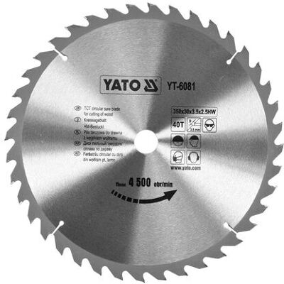 Yato YT-6081 Kreissägeblatt - 350mm, 40 Zähne, Wolframcarbid Yato YT-6081 Kreissägeblatt - 350mm, 40 Zähne, Wolframcarbid