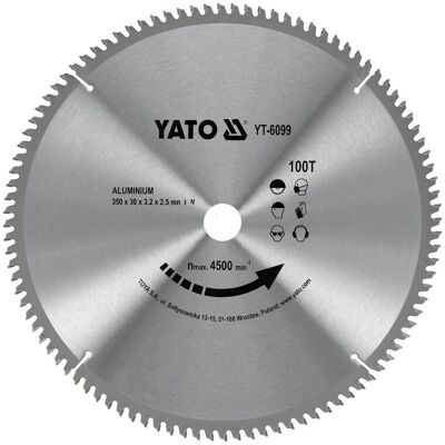 Yato YT-6099 Kreissägeblatt - Aluminium - 350mm - 100 Zähne Yato YT-6099 Kreissägeblatt - Aluminium - 350mm - 100 Zähne