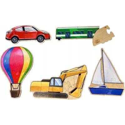 Smart Memories - Progressive Wooden Puzzles - Vehicles - Wooden - 5-puzzle set - Puzzle Smart Memories - Progressive Wooden Puzzles - Vehicles - Wooden - 5-puzzle set - Puzzle