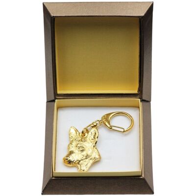 Art-Dog Złoty brelok do kluczy psa - Elegancki prezent, dekoracja torby, luksusowy dodatek Art-Dog Złoty brelok do kluczy psa - Elegancki prezent, dekoracja torby, luksusowy dodatek