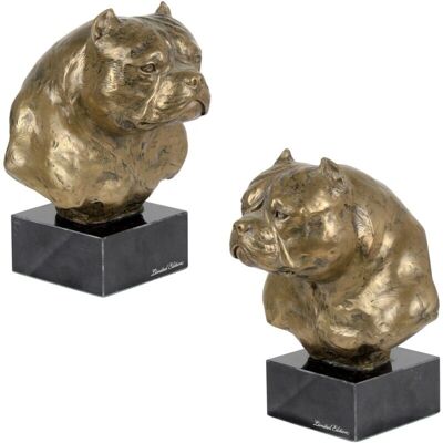 Rzeźba psa American Bully od Art-Dog - Ręcznie wykonana, Brąz, Podstawa z kamienia Rzeźba psa American Bully od Art-Dog - Ręcznie wykonana, Brąz, Podstawa z kamienia