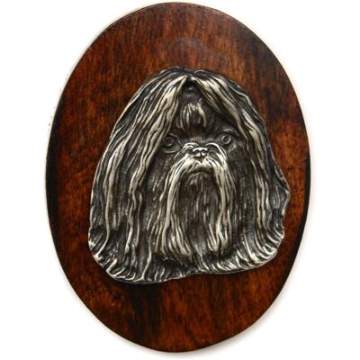 Art-Dog - Shih Tzu - Srebrna głowa - Drewniana podstawa - Pins dla wystawy psów Art-Dog - Shih Tzu - Srebrna głowa - Drewniana podstawa - Pins dla wystawy psów