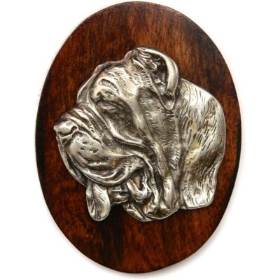 Art-Dog - Mastif neapolitański - Srebrna głowa - Drewniana podstawa - Pin Art-Dog - Mastif neapolitański - Srebrna głowa - Drewniana podstawa - Pin
