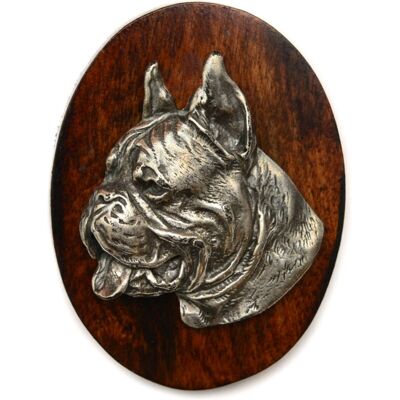 Art-Dog - Wystawa psów - Srebrna głowa psa - Drewniana podstawa - Pin Art-Dog - Wystawa psów - Srebrna głowa psa - Drewniana podstawa - Pin
