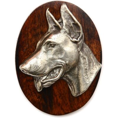 Art-Dog - Dobermann III - Drewniana podstawa - Srebrna głowa - Pin Art-Dog - Dobermann III - Drewniana podstawa - Srebrna głowa - Pin