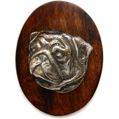 Art-Dog - Mops - Drewno - Srebrna głowa - Broszka Art-Dog - Mops - Drewno - Srebrna głowa - Broszka