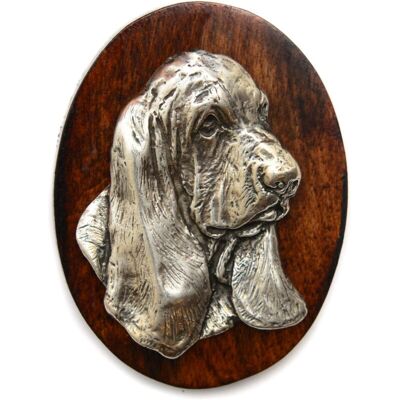 Art-Dog - Basset Hound II - Drewniana podstawa - Srebrna głowa - Spinka Art-Dog - Basset Hound II - Drewniana podstawa - Srebrna głowa - Spinka