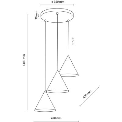 Lampa wisząca Cono White TK Lighting - E27 3x Lampa wisząca Cono White TK Lighting - E27 3x