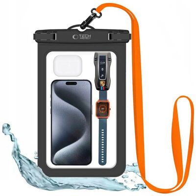Funda impermeable Tech-Protect - Negro/Naranja IPX8 30m Funda impermeable Tech-Protect - Negro/Naranja IPX8 30m