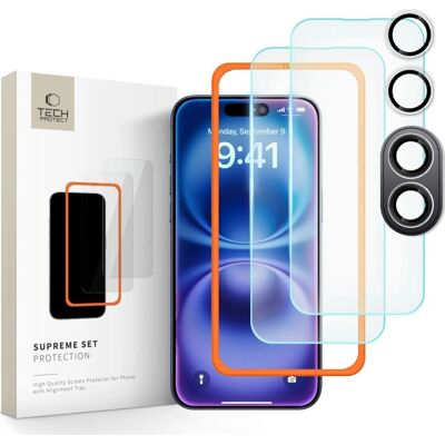 Tech-Protect iPhone 16 Gehärtetes Glas Set - Transparent Tech-Protect iPhone 16 Gehärtetes Glas Set - Transparent