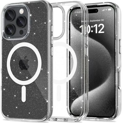 Tech-Protect Flexair Hybrid MagSafe cover til iPhone 16 Pro - Glitter Tech-Protect Flexair Hybrid MagSafe cover til iPhone 16 Pro - Glitter
