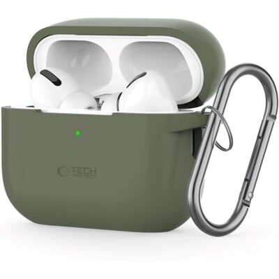 Coque en silicone pour Apple AirPods Pro - Vert olive - Charge sans fil Coque en silicone pour Apple AirPods Pro - Vert olive - Charge sans fil