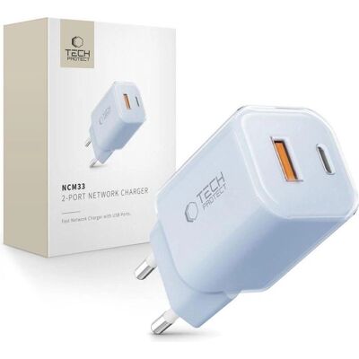 Chargeur réseau Tech-Protect NCM33W Bleu bébé - Chargeur réseau - Publicité Chargeur réseau Tech-Protect NCM33W Bleu bébé - Chargeur réseau - Publicité