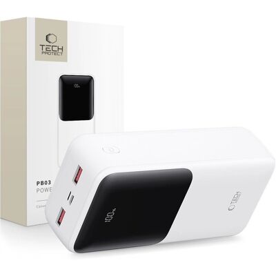 Tech-Protect Powerbank 30000mAh - Rask lading - Hvit Tech-Protect Powerbank 30000mAh - Rask lading - Hvit