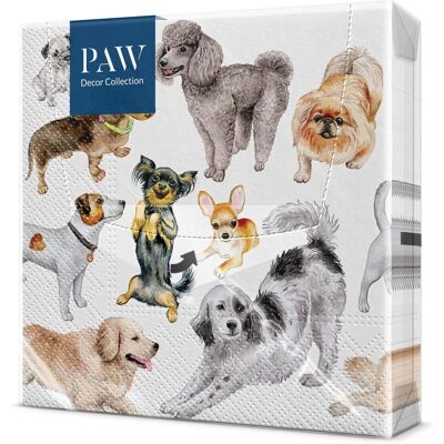Serviette déjeuner PAW 3 plis - Bonheur des chiens Serviette déjeuner PAW 3 plis - Bonheur des chiens