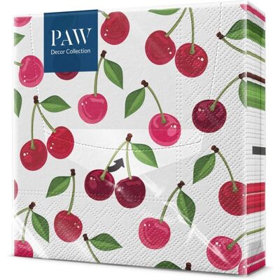 PAW Motif Cerises Serviette Déjeuner 3-Pli PAW Motif Cerises Serviette Déjeuner 3-Pli