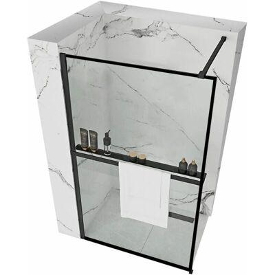 REA - Douchewand Zwart Mat - Modern Geometrisch Ontwerp - 120cm Max REA - Douchewand Zwart Mat - Modern Geometrisch Ontwerp - 120cm Max