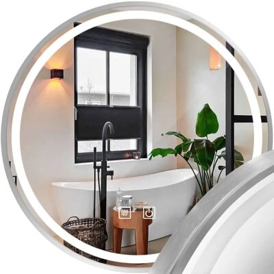 Rea LED Seinänpeili - 80cm - Harjattu Hopea Rea LED Seinänpeili - 80cm - Harjattu Hopea