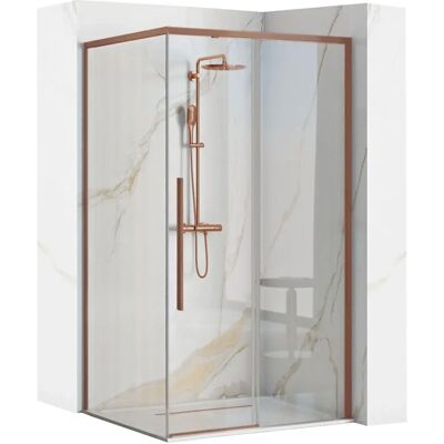 REA 90X90 Szczotkowane miedź Kabina prysznicowa - Kwadratowa, Easy Clean Szkło REA 90X90 Szczotkowane miedź Kabina prysznicowa - Kwadratowa, Easy Clean Szkło