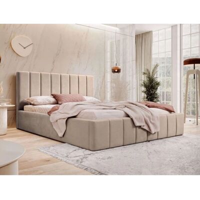 Łóżko MebleMWM z Pojemnikiem - Tapicerowane, 160x200, Ciemny Beż, Nowoczesny Design Łóżko MebleMWM z Pojemnikiem - Tapicerowane, 160x200, Ciemny Beż, Nowoczesny Design