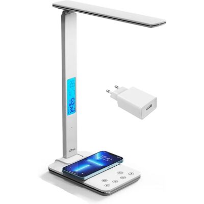 Media-Tech Weißes Modell MT222 LED Schreibtischlampe mit kabellosem Ladegerät Media-Tech Weißes Modell MT222 LED Schreibtischlampe mit kabellosem Ladegerät
