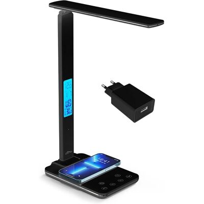 Media-Tech Schwarze LEDITOU Schreibtischlampe mit kabellosem Ladegerät Media-Tech Schwarze LEDITOU Schreibtischlampe mit kabellosem Ladegerät