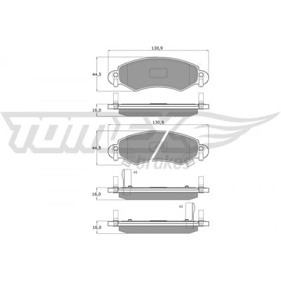 Juego de pastillas de freno TOMEX brakes TX 12-96 - eje delantero Juego de pastillas de freno TOMEX brakes TX 12-96 - eje delantero