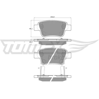 TOMEX brakes TX 13-62 Hinterachsbremssatz mit Verschleißanzeiger - Bremsbeläge TOMEX brakes TX 13-62 Hinterachsbremssatz mit Verschleißanzeiger - Bremsbeläge