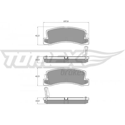 Juego de pastillas de freno traseras TOMEX brakes TX 13-66 para Toyota: Celica VI Coupé, Celica V Coupé, Corolla VIII Liftback - frenos Juego de pastillas de freno traseras TOMEX brakes TX 13-66 para Toyota: Celica VI Coupé, Celica V Coupé, Corolla VIII Liftback - frenos