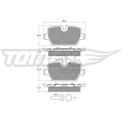 TOMEX Bremsbeläge TX 14-34 für BMW - Hinterachse mit Verschleißanzeige TOMEX Bremsbeläge TX 14-34 für BMW - Hinterachse mit Verschleißanzeige