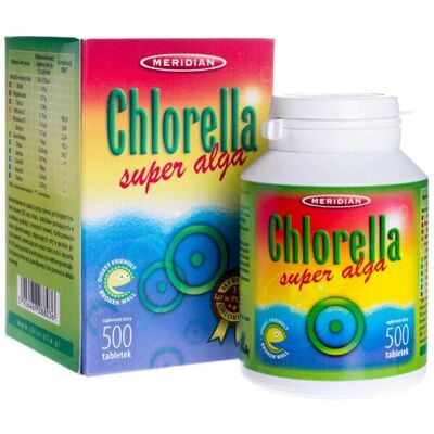Meridian Chlorella 500 Comprimés - Supplément alimentaire paroi cellulaire brisée - Publicité Meridian Chlorella 500 Comprimés - Supplément alimentaire paroi cellulaire brisée - Publicité