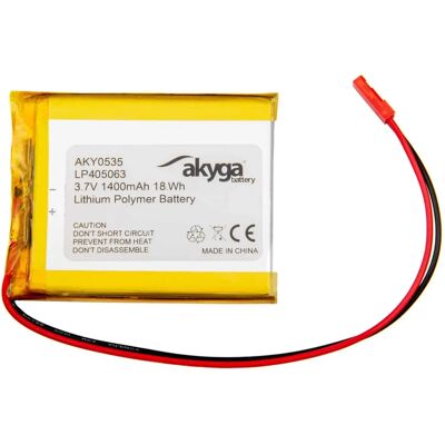 Akyga AKY0535 Lithium-Polymer-Batterie - 1400mAh, 3.7V, Silber Akyga AKY0535 Lithium-Polymer-Batterie - 1400mAh, 3.7V, Silber