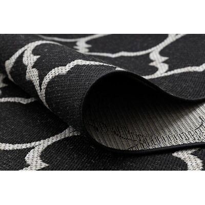 RugsX Alfombra de pasillo SIZAL FLOORLUX - Tapete marroquí negro plateado RugsX Alfombra de pasillo SIZAL FLOORLUX - Tapete marroquí negro plateado