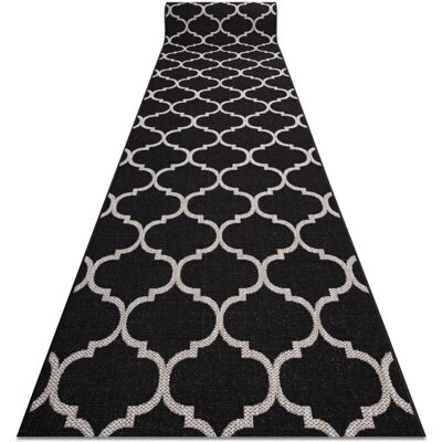 RugsX Alfombra pasillo SIZAL FLOORLUX - Trellis marroquí negro / plateado - 70x670 cm RugsX Alfombra pasillo SIZAL FLOORLUX - Trellis marroquí negro / plateado - 70x670 cm