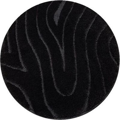 Tapis de bain noir SUPREME cercle WAVES - Antidérapant, doux, 100cm - Publicité Tapis de bain noir SUPREME cercle WAVES - Antidérapant, doux, 100cm - Publicité