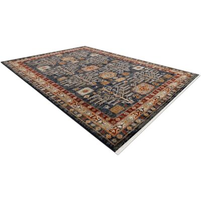 RugsX Alfombra de Lana KESHAN - Azul marino / Burdeos - 80x145 cm RugsX Alfombra de Lana KESHAN - Azul marino / Burdeos - 80x145 cm