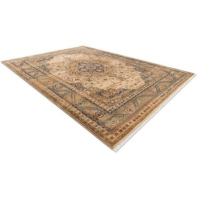 RugsX Alfombra de lana KESHAN con flecos - Alfombra vintage beige/azul RugsX Alfombra de lana KESHAN con flecos - Alfombra vintage beige/azul