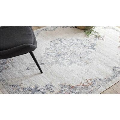 RugsX DISTIN 0826A Tapis moderne blanc / bleu / vert clair - Vintage, franges - Publicité RugsX DISTIN 0826A Tapis moderne blanc / bleu / vert clair - Vintage, franges - Publicité