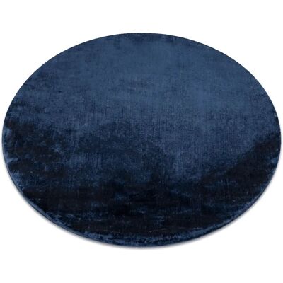 RugsX - Dark Blue Visco Circle Plush Rug - Carpet 120cm RugsX - Dark Blue Visco Circle Plush Rug - Carpet 120cm