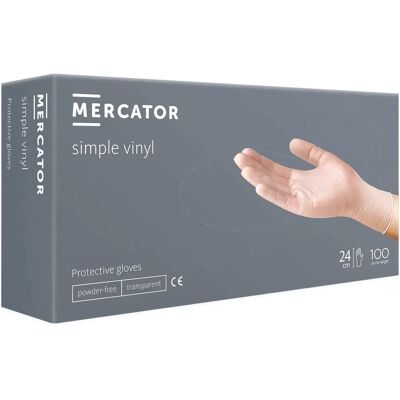 Gants en vinyle MERCATOR - Sans poudre, Résistants, Jetables - 100 pièces - Publicité Gants en vinyle MERCATOR - Sans poudre, Résistants, Jetables - 100 pièces - Publicité