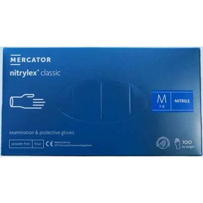 MERCATOR Medical Nitrile Gloves - Blue, Model A100, Powder-Free - Disposable Gloves MERCATOR Medical Nitrile Gloves - Blue, Model A100, Powder-Free - Disposable Gloves