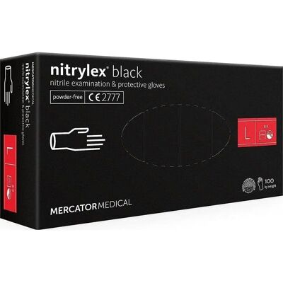 Mănuși Nitril MERCATOR MEDICAL - Fără Pudră, Negre, L - De unică folosință Mănuși Nitril MERCATOR MEDICAL - Fără Pudră, Negre, L - De unică folosință
