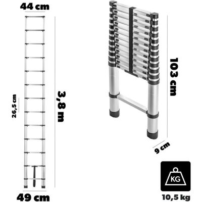 Drabina aluminiowa teleskopowa KADAX - 13 stopni Drabina aluminiowa teleskopowa KADAX - 13 stopni