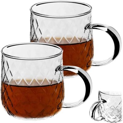 KADAX Set of 2 Glasses 350ml Handle - For Tea, Coffee and Drinks KADAX Set of 2 Glasses 350ml Handle - For Tea, Coffee and Drinks