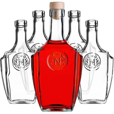 KADAX Szklana butelka 500ml - Elegancki kwadratowy design, Trwałe wysokiej jakości szkło, Zakrętka i korek na likier - Szklana butelka KADAX Szklana butelka 500ml - Elegancki kwadratowy design, Trwałe wysokiej jakości szkło, Zakrętka i korek na likier - Szklana butelka